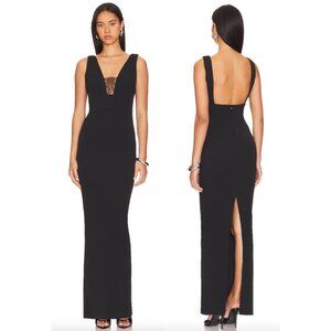 KATIE MAY Janette Lace Inset Gown in Black Size Medium